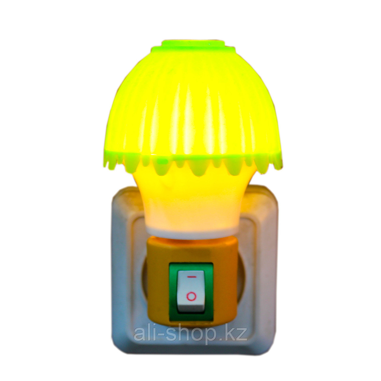 LED ночник в розетку "Лампа", желто-зеленый