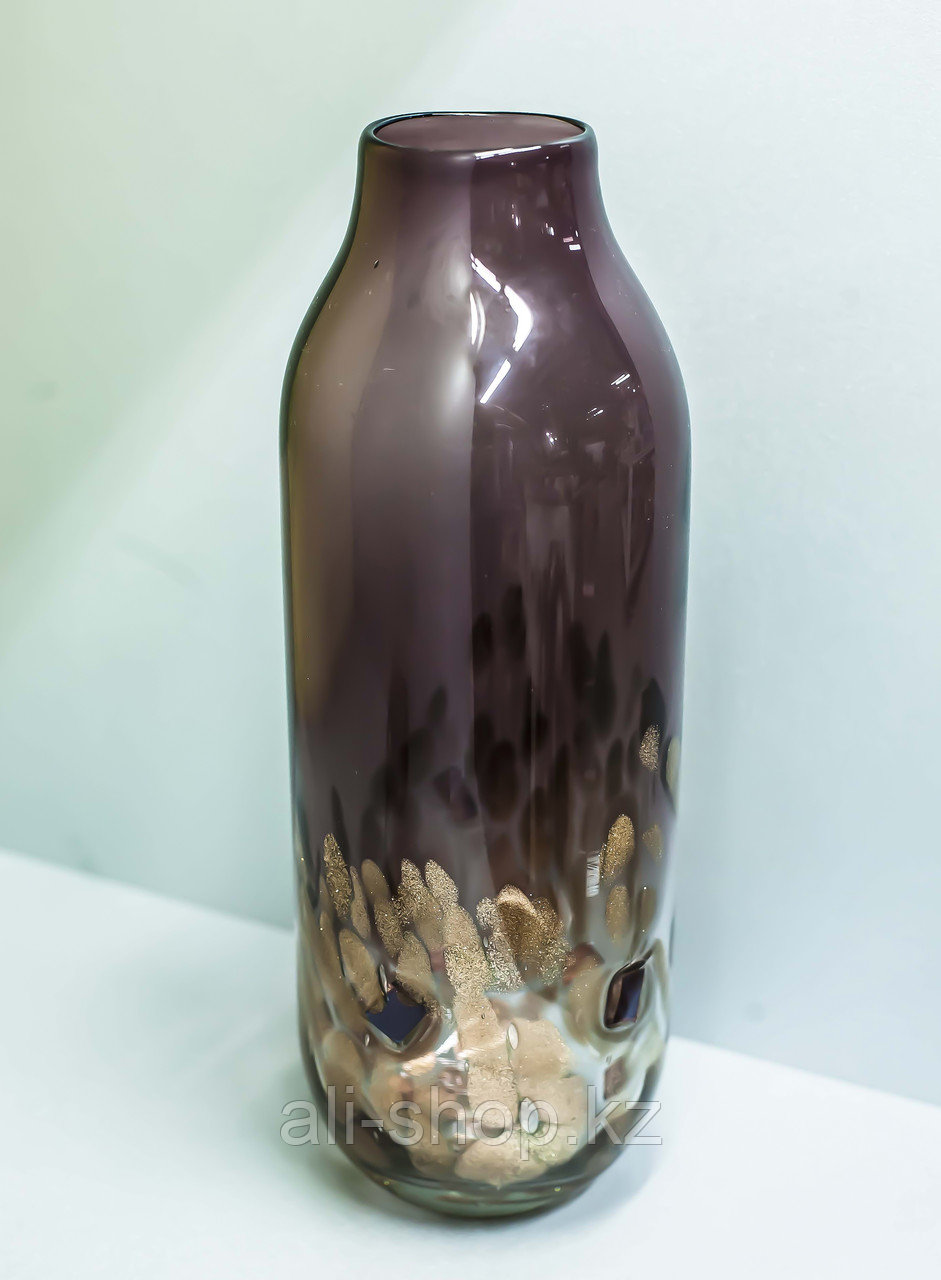 Декоративная настольная ваза "Бутылка" (матовое фиолетовое стекло),33см - фото 1 - id-p113460665