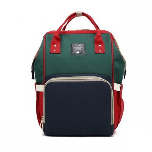 Сумка-рюкзак для мамы Baby Mo с USB, красно-зелёный - фото 1 - id-p113465713