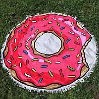Махровое круглое пляжное полотенце - Пончик, 150 см
