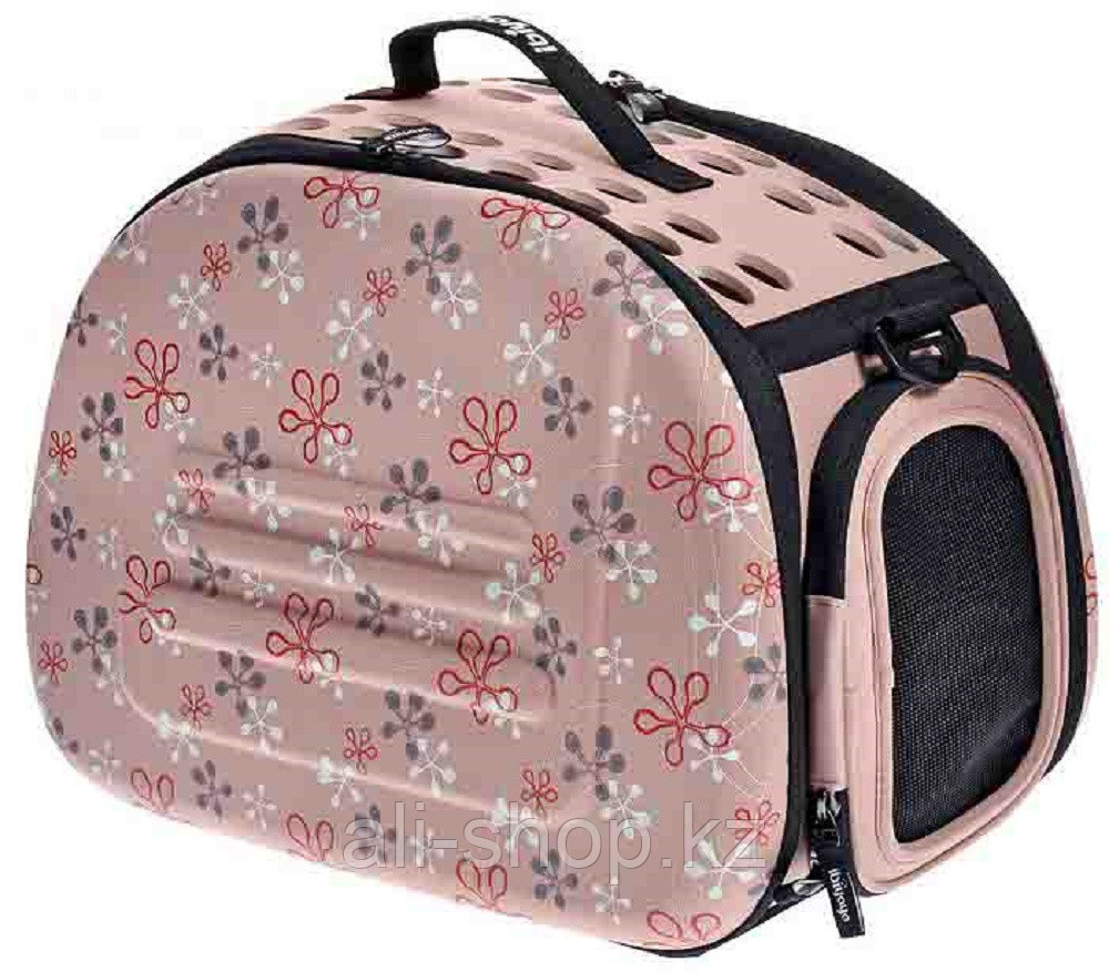 Складная сумка-переноска в цветочек для животных до 6 кг, розовый - фото 2 - id-p113467514