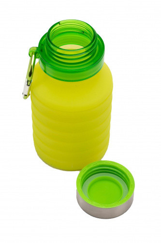Бутылка для воды силиконовая складная с крышкой и карабином, 500 мл - фото 1 - id-p113467045