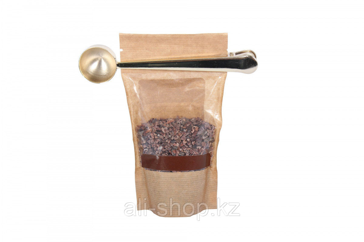 Ложка-зажим мерная с длинной ручкой для кофе, чая и сыпучих продуктов, цвет золотой - фото 1 - id-p113467047