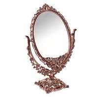 Двустороннее овальное косметическое зеркало с увеличением Cosmetic Mirror 20х31 см, бронза