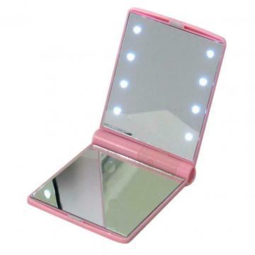 Косметическое карманное зеркало с подсветкой из светодиодов Led Light Mirror, розовое - фото 2 - id-p113467721