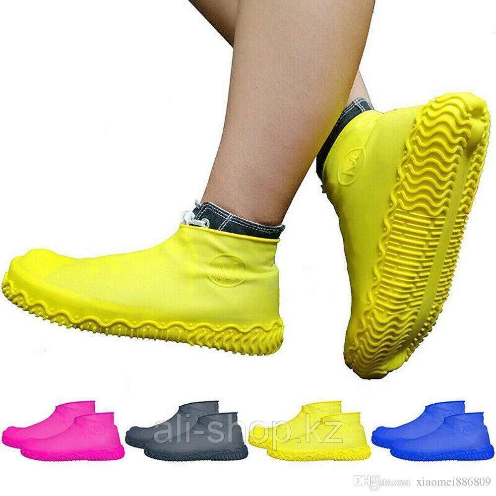 Многоразовые бахилы от дождя Waterproof silicone shoe cover, цвет микс, M - фото 4 - id-p113467305