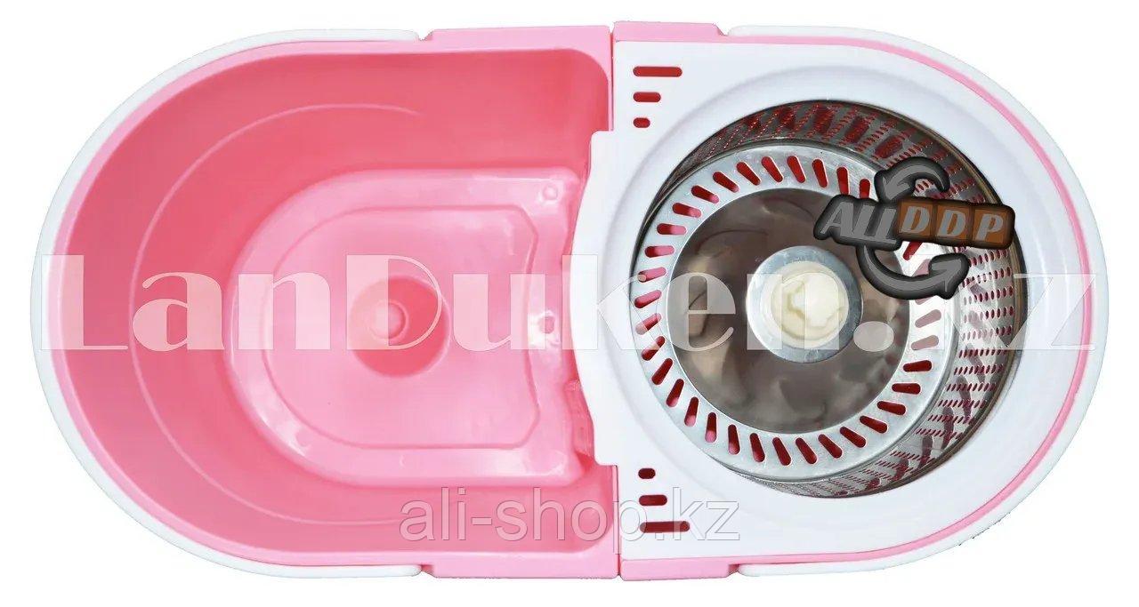 Набор для уборки двойное ведро с отжимом и швабра Split Bucket Magic Spinning Mop розовый - фото 5 - id-p113468612