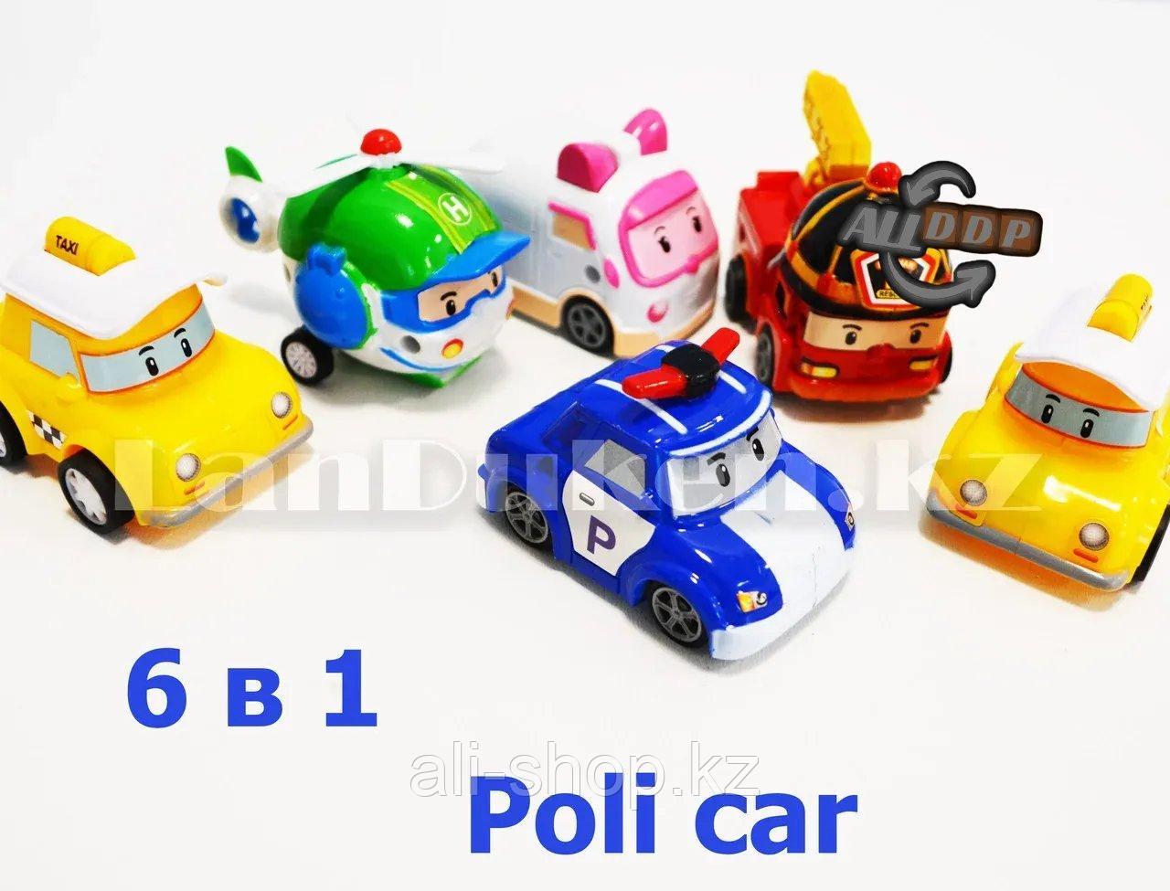 Игровой набор машинок Робокар Поли (6 машинок: 2 такси, 1 полицейский, 1 вертолет, 1 скорая и 1 пожарная) P4 - фото 1 - id-p113469263