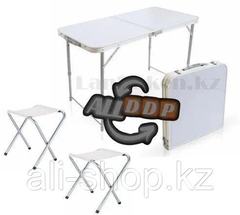 Раскладной стол и стулья для пикника в чемодане FOLDING TABLE "90* 60* 70 см" (туристический столик) светлый - фото 1 - id-p113468087