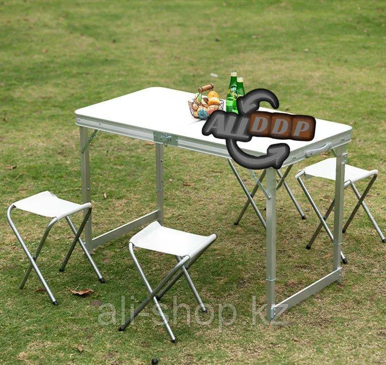 Раскладной стол и стулья для пикника в чемодане Folding Table "120* 60* 70 см" (туристический столик) светлый - фото 10 - id-p113468088