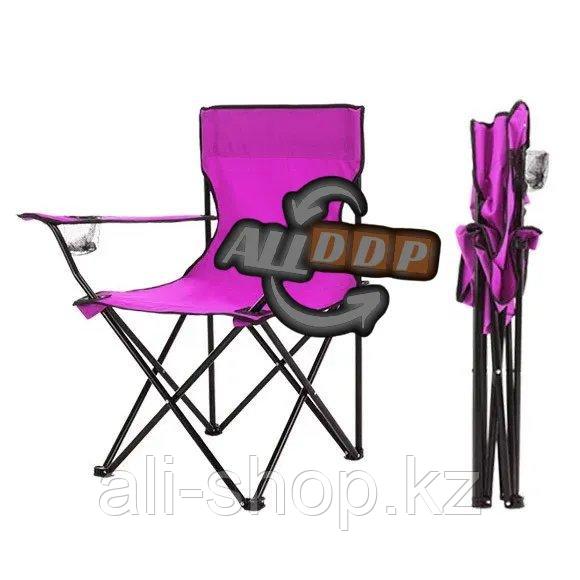 Стул с подлокотниками складной с подстаканником с чехлом Quad Chair VAm 23320 розовый - фото 4 - id-p113468114