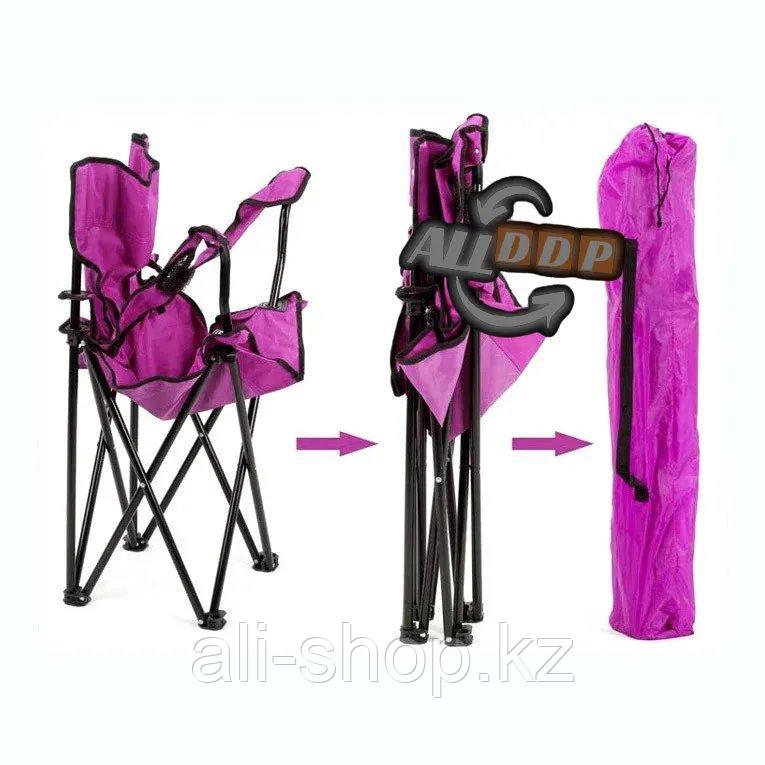 Стул с подлокотниками складной с подстаканником с чехлом Quad Chair VAm 23320 розовый - фото 5 - id-p113468114