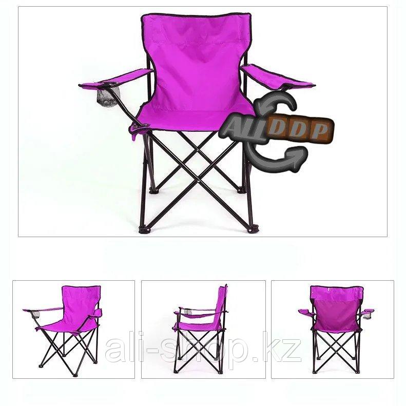 Стул с подлокотниками складной с подстаканником с чехлом Quad Chair VAm 23320 розовый - фото 8 - id-p113468114