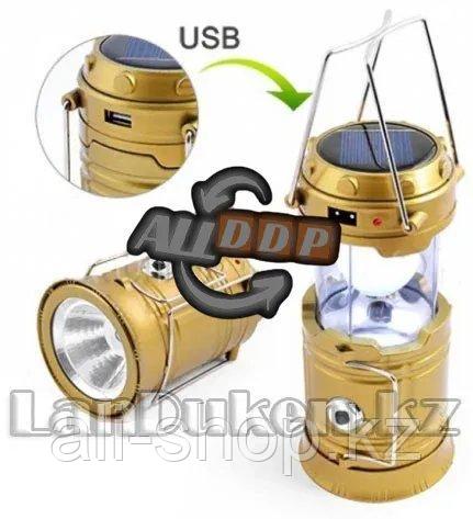 Ручной светодиодный фонарь 2 в 1 золотистый "Rechargeable Camping Lantern SH-5800T" с USB выходом