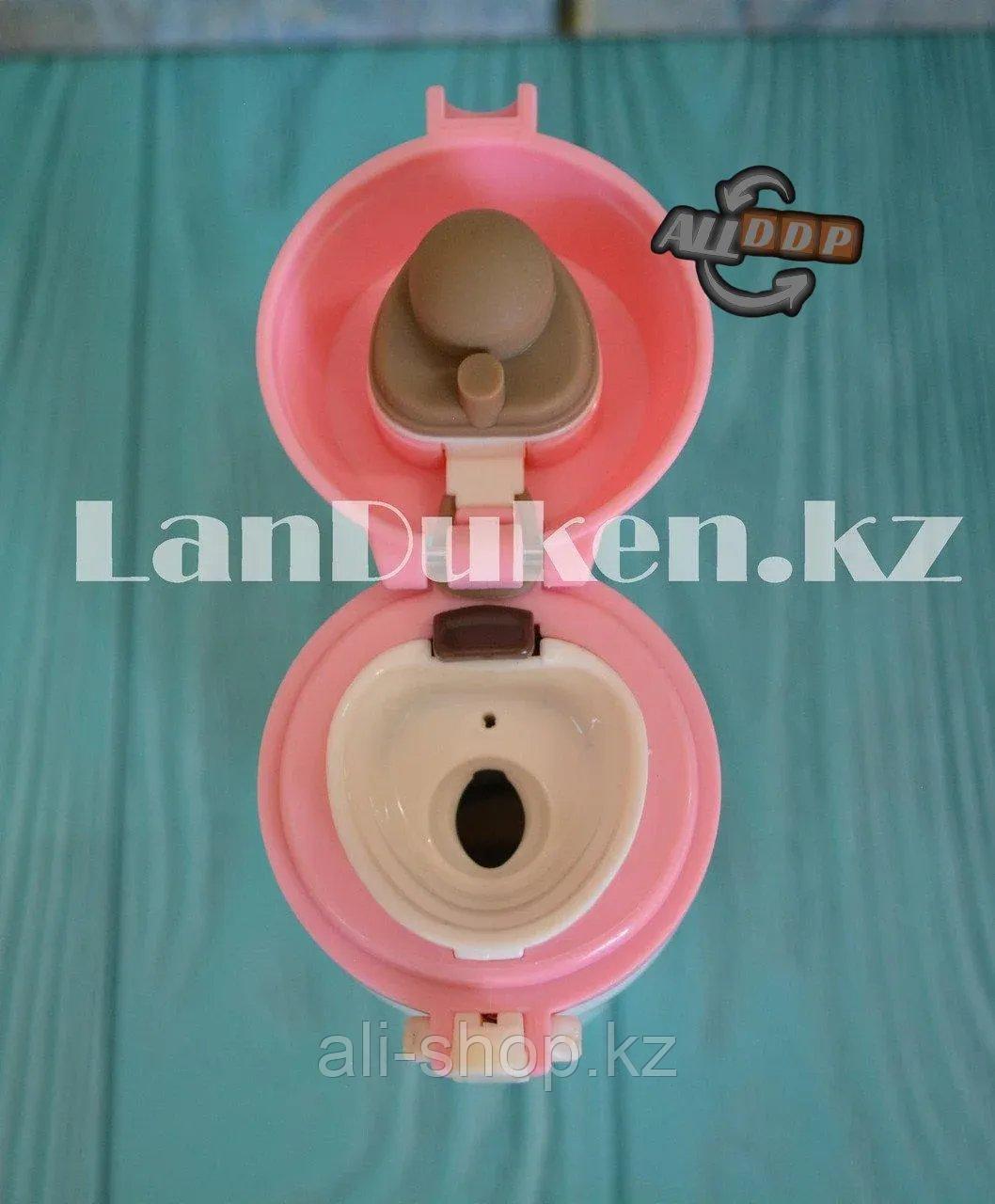 Вакуумный термос с поильником 480 мл с принтом Единорог с розовыми волосами, белый - фото 3 - id-p113469000