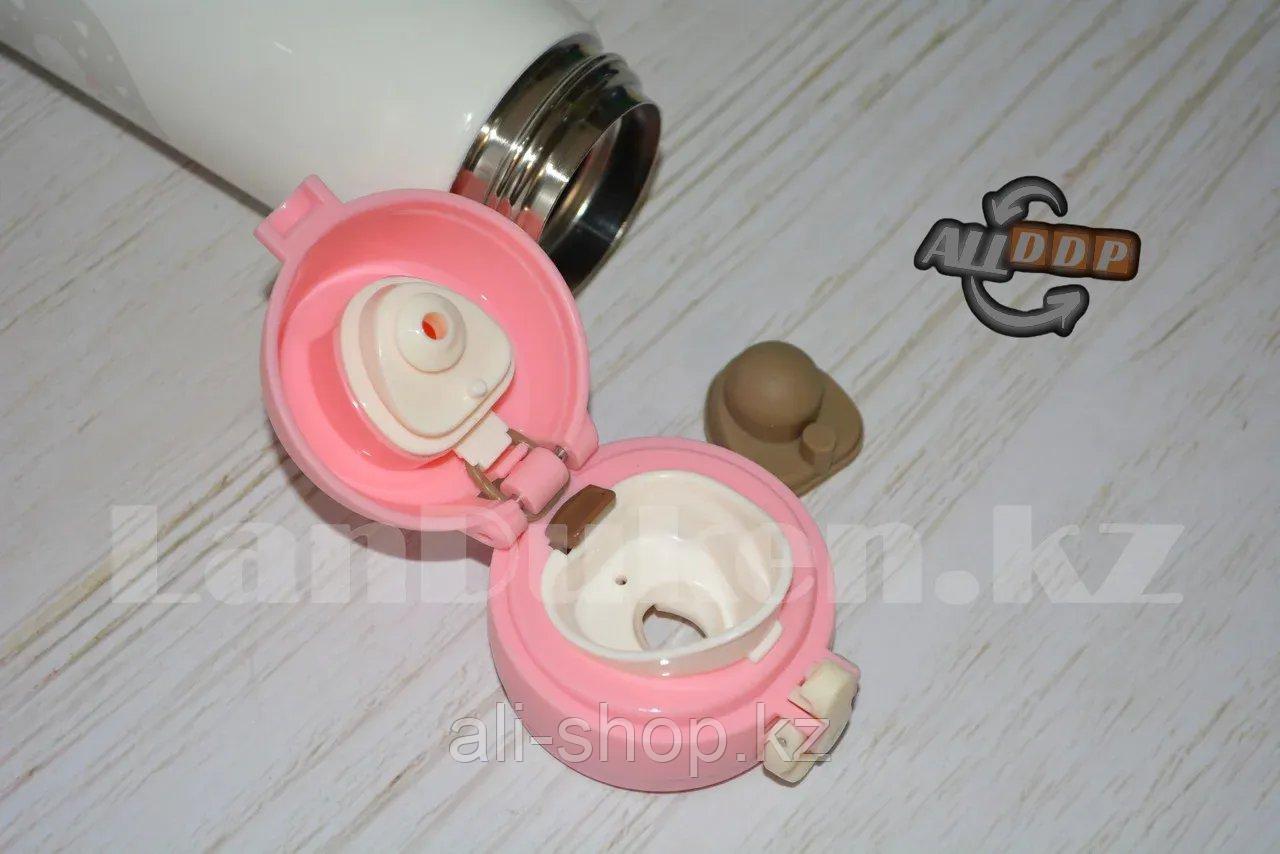 Вакуумный термос с поильником 480 мл с принтом Единорог с розовыми волосами, белый - фото 10 - id-p113469000