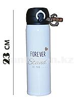 Вакуумный термос с поильником 500 мл с надписью "Forever stand be you" белый