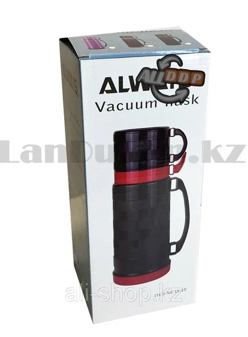 Вакуумный термос для горячих и холодных напитков с стеклянной колбой 2 стакана 1 L Always LV-10 черный - фото 2 - id-p113469018