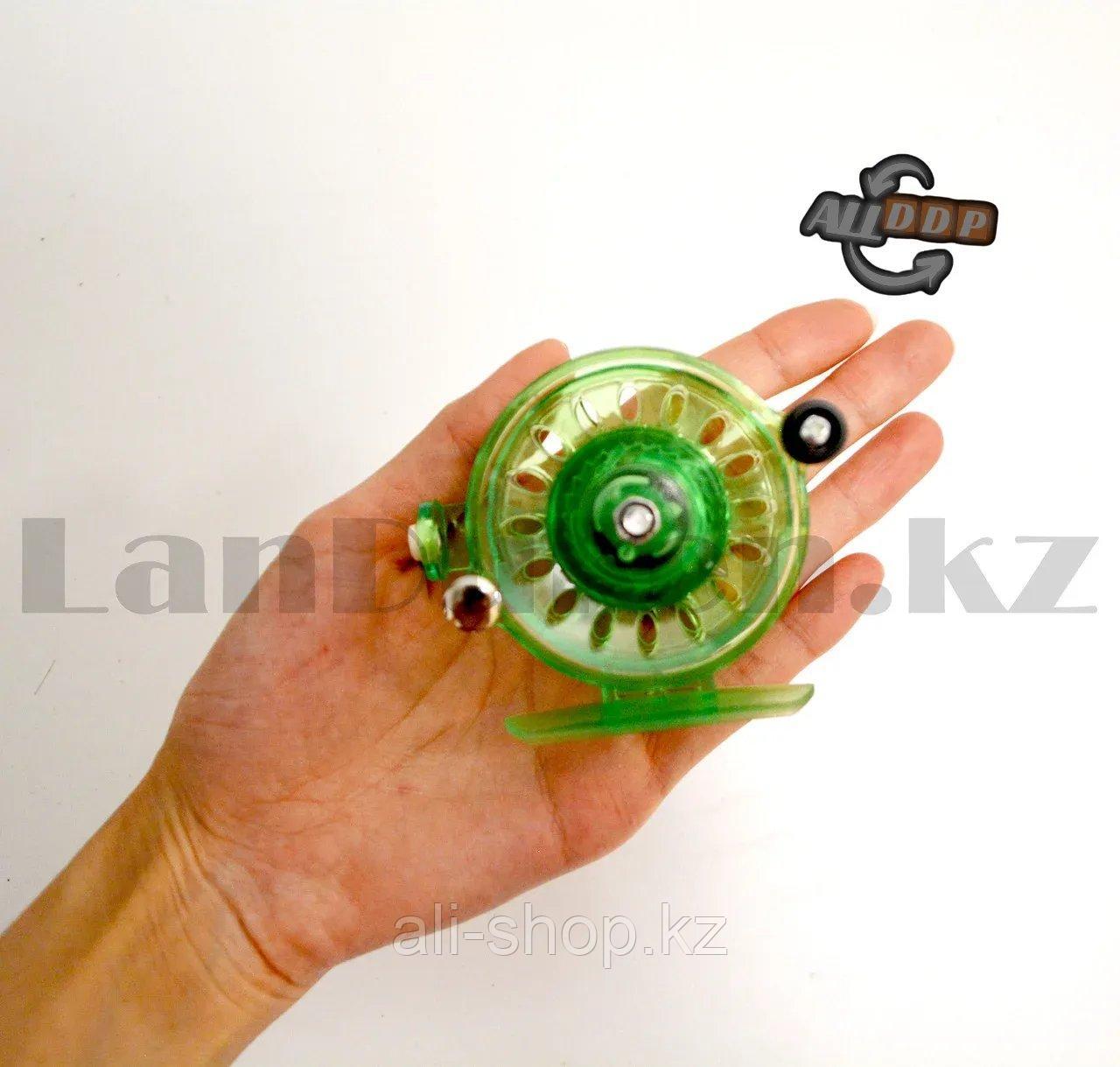 Инерционная катушка с направителем для лески для удочки металлическая зеленая - фото 6 - id-p113468226