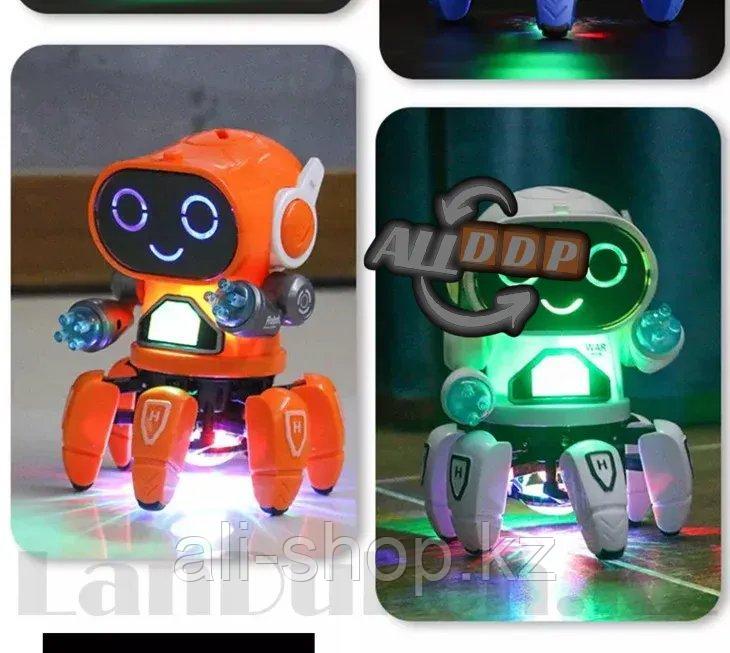 Игрушка робот на батарейках музыкальный танцующий со светомузыкой ZR142-1 оранжевый - фото 8 - id-p113469464