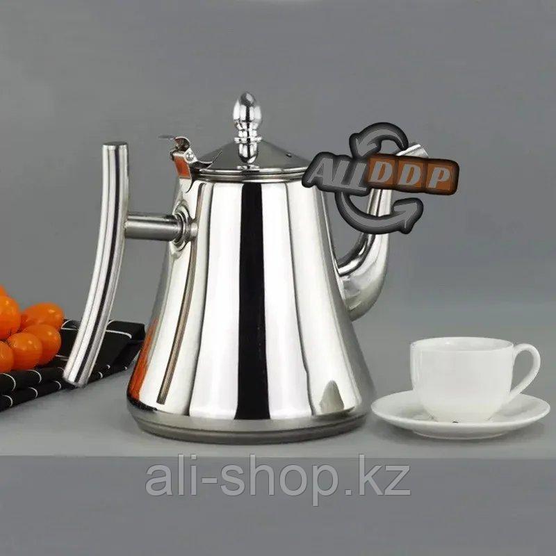 Чайник заварочный с ситом и удобной ручкой для чая и кофе из нержавеющей стали 2,4 л Kashi kettle Xiong Qiang - фото 1 - id-p113469062