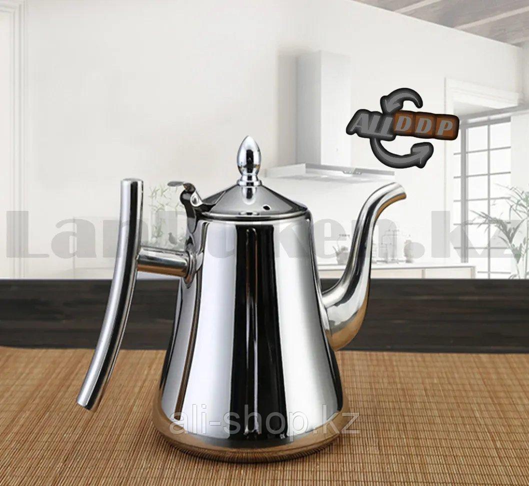 Чайник заварочный с ситом и удобной ручкой для чая и кофе из нержавеющей стали 2,4 л Kashi kettle Xiong Qiang - фото 4 - id-p113469062