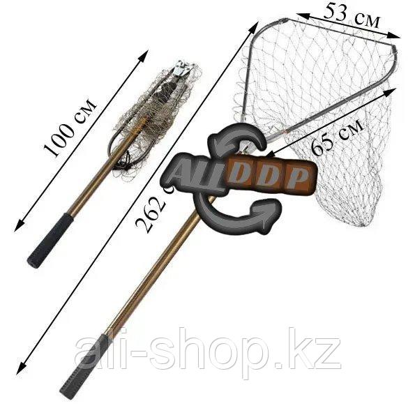 Подсак для рыбалки складной с телескопической ручкой треугольный от 100 до 262 см - фото 2 - id-p113468253