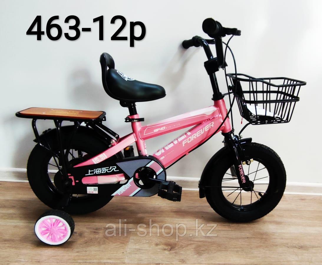 Велосипед Forever розовый оригинал детский с холостым ходом 12 размер
