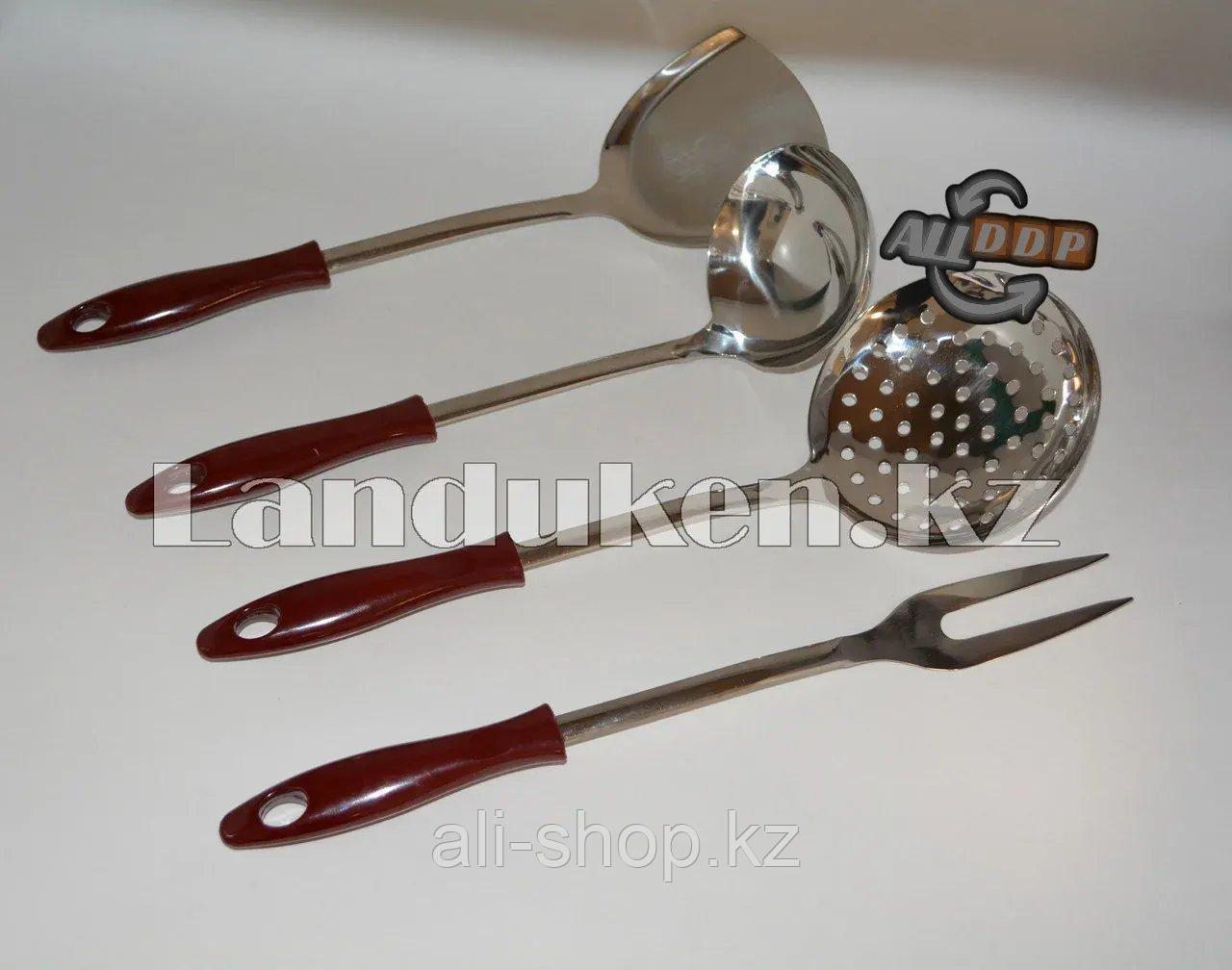 Набор кухонных аксессуаров Stainless Steel kitchenware 6 металлических предметов с подставкой - фото 8 - id-p113469086