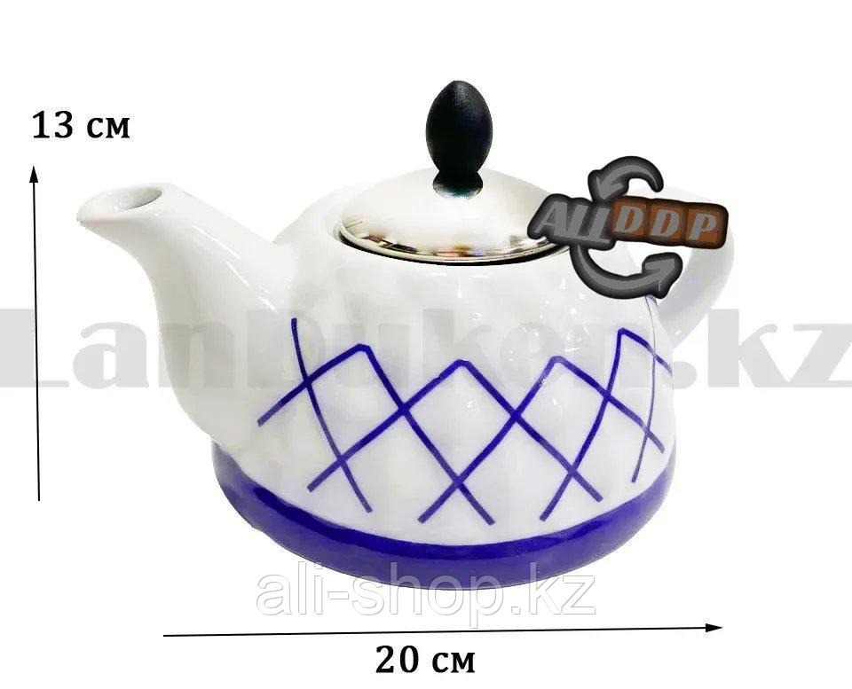 Набор чайный двойной чайник для кипячения воды со свистком и заварочный чайник с ситом А-761Т синий - фото 3 - id-p113469101