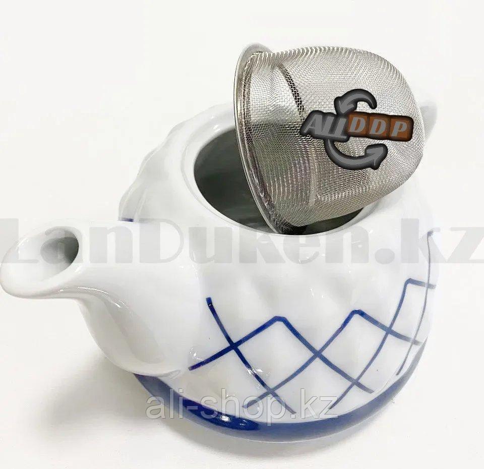 Набор чайный двойной чайник для кипячения воды со свистком и заварочный чайник с ситом А-761Т синий - фото 4 - id-p113469101