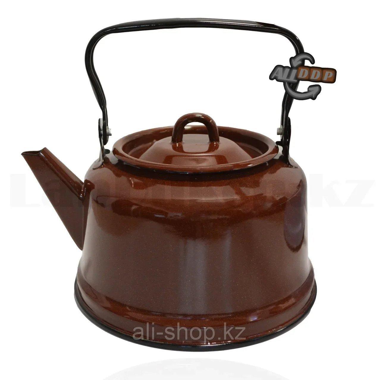 Чайник для кипячения воды эмалированный 3,5 литра коричневый - фото 1 - id-p113469104