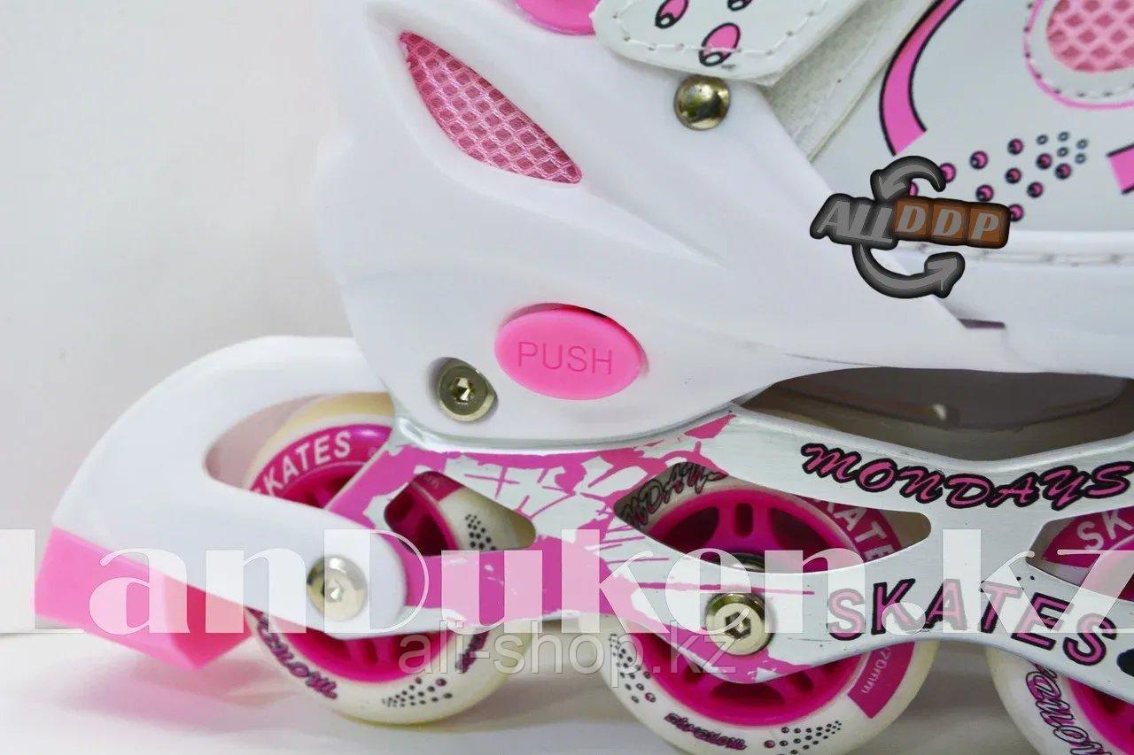 Ролики раздвижные с прошивкой (коньки роликовые) розовые - фото 7 - id-p113469515