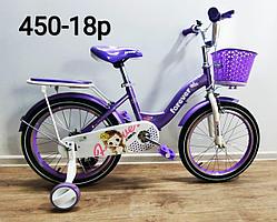 Велосипед Forever Принцесса фиолетовый оригинал детский с холостым ходом 18 размер
