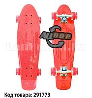 Пенни борд подростковый 56*15 Penny Board с гелевыми светящимися прозрачными колесами красный