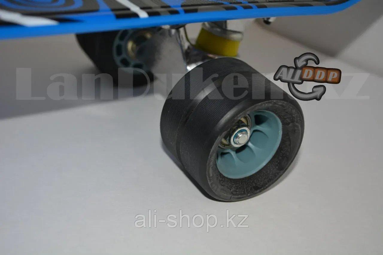 Пенни борд подростковый 56*15 с резиновыми колесами, серо-голубой - фото 4 - id-p113469578