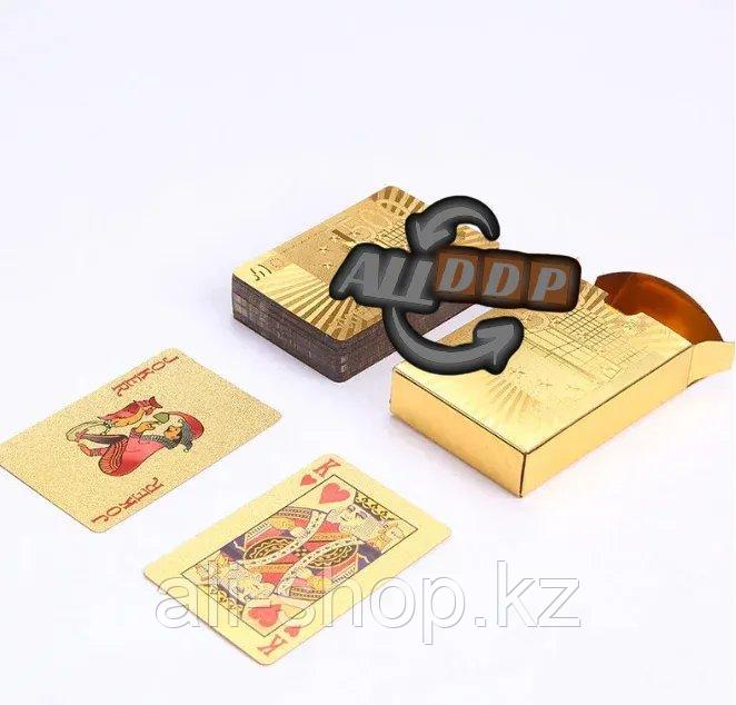Покерные карты с золотым напылением Golden Premium Euro 54 Карты игральные сувенирные (золото) - фото 2 - id-p113469645