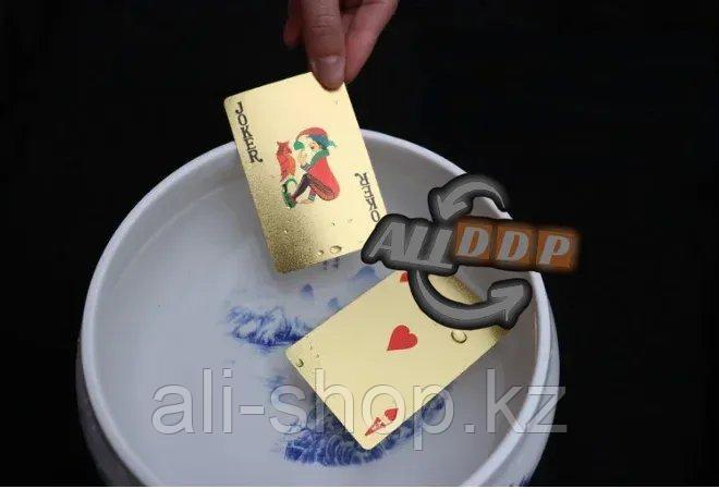 Покерные карты с золотым напылением Golden Premium Euro 54 Карты игральные сувенирные (золото) - фото 3 - id-p113469645
