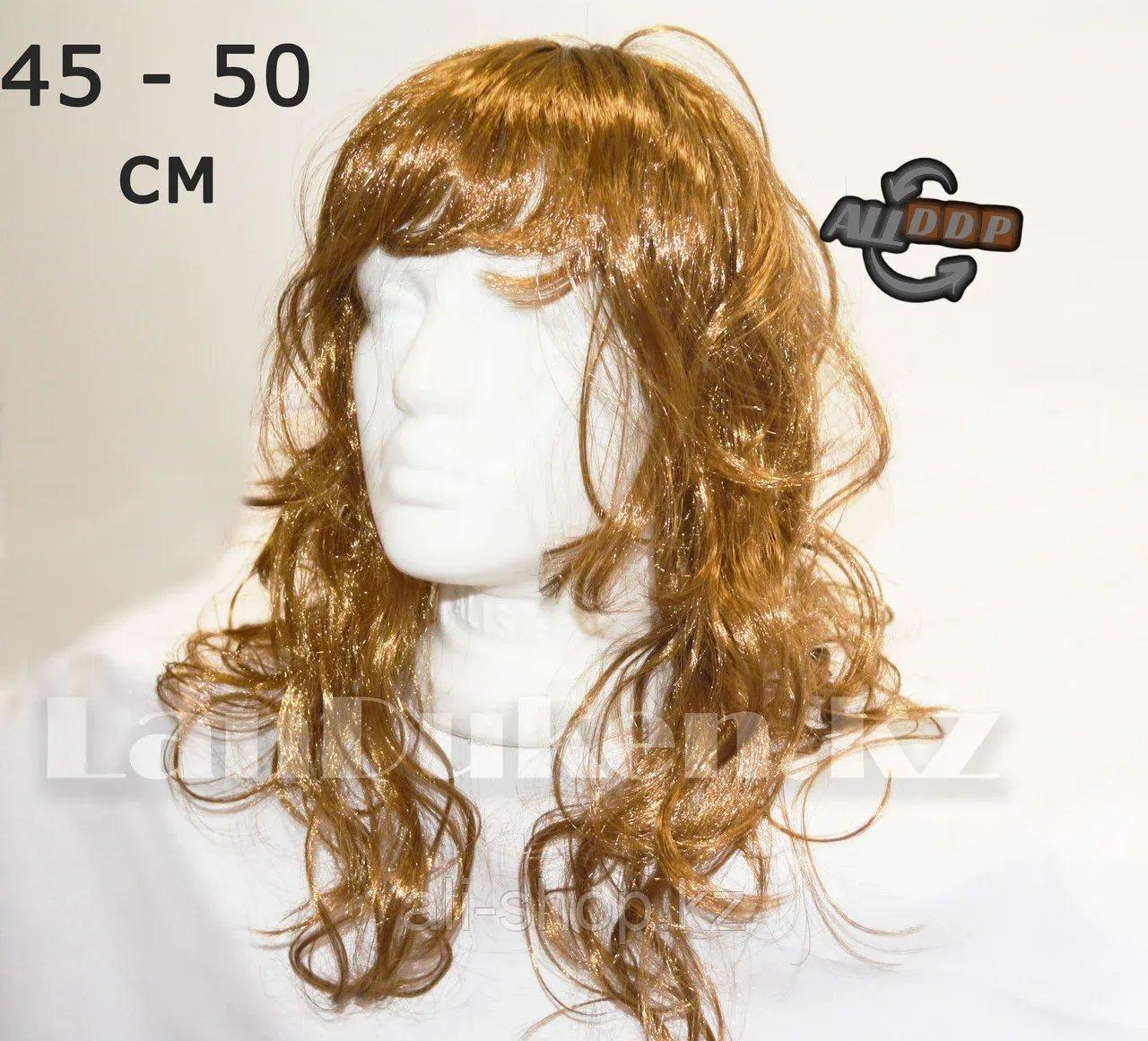 Парик средне русые волосы с челкой и легкими локонами 45 - 50 см - фото 1 - id-p113469721