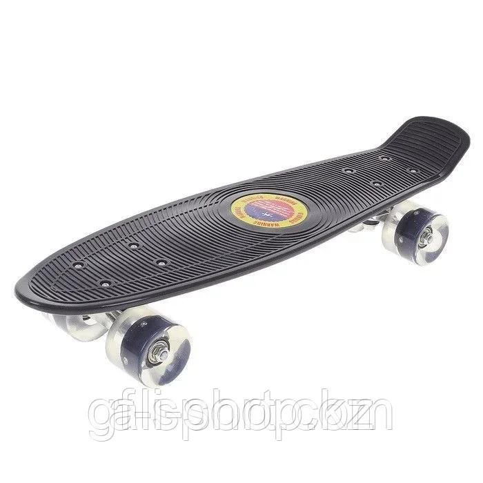 Пенни борд 22 "Penny board" со светящимися колёсами(черный) - фото 1 - id-p113470641