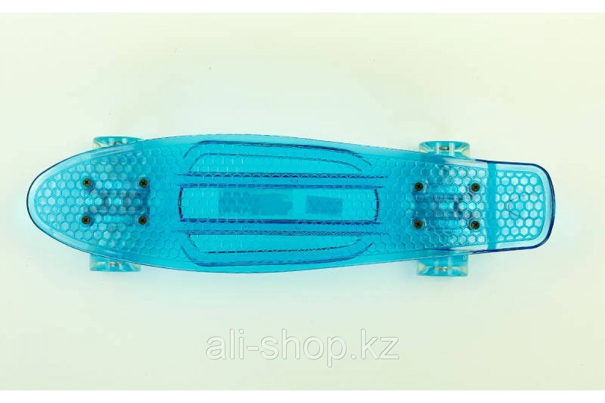 Пенни борд 22 Прозрачный Синий с светящимися колесами - фото 1 - id-p113470647