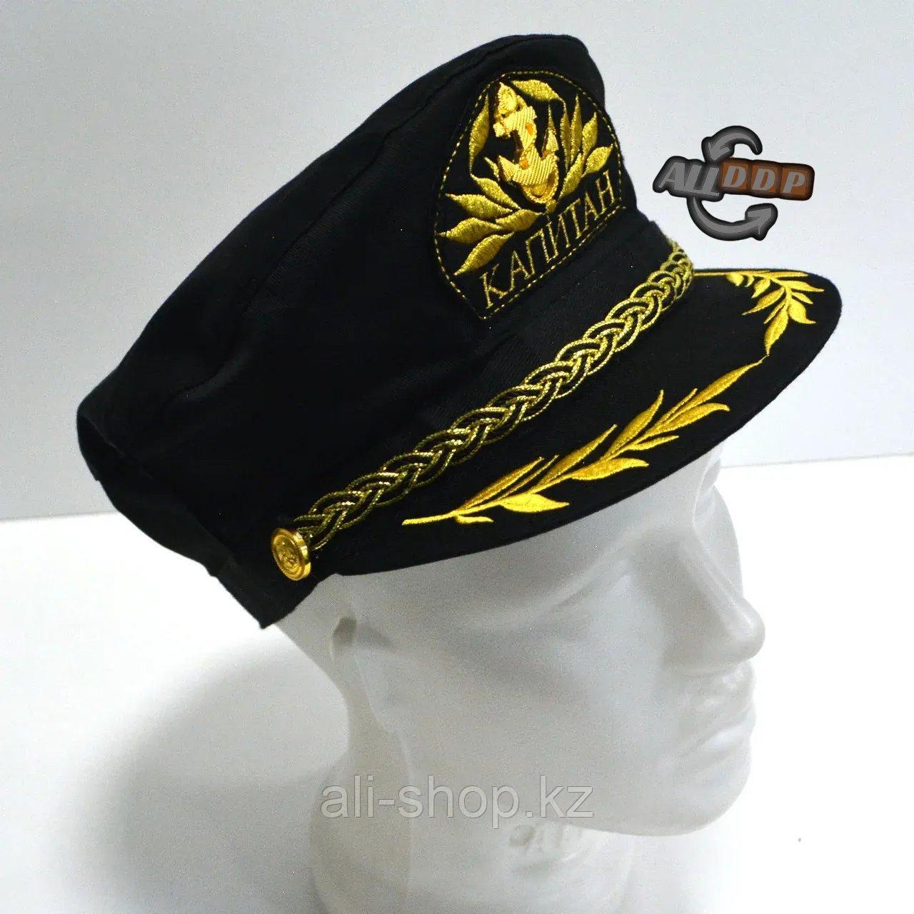 Морская фуражка капитана с морской символикой черная - фото 3 - id-p113469798