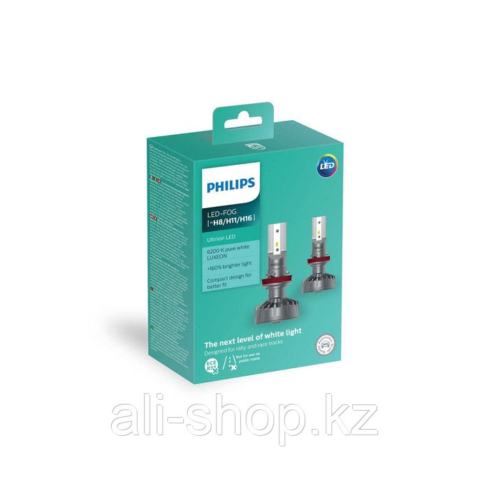 Лампа светодиодная PHILIPS 12 В, H11 /H8 /H16,15 Вт, 6200 К, Ultinon LED, набор 2 шт - фото 2 - id-p113471959