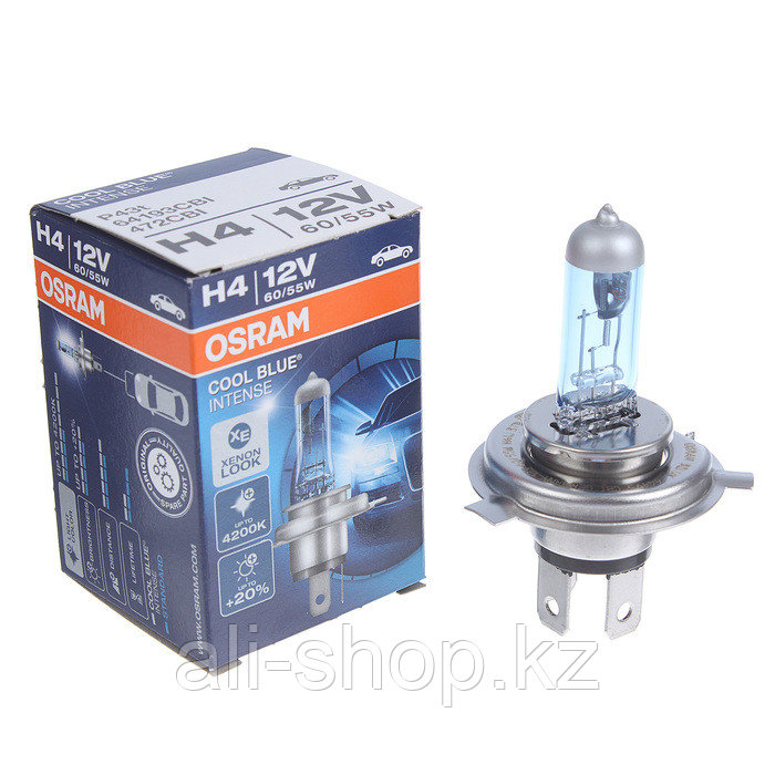 Лампа автомобильная Osram Cool Blue Intense, H4, 12 В, 60/55 Вт, P43t - фото 1 - id-p113472253