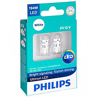 Лампа светодиодная PHILIPS 12 В, W5W,1,0 Вт, 6000K, Ultinon LED, набор 2 шт