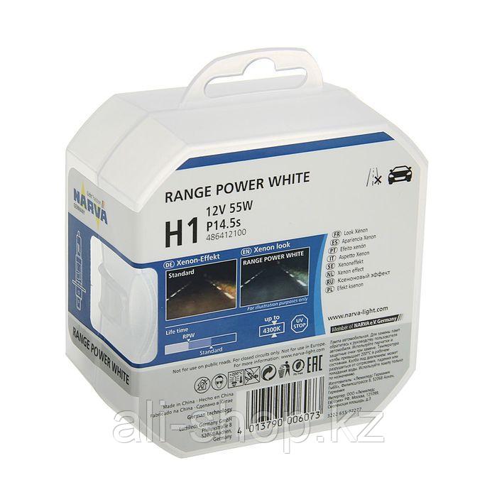 Лампа автомобильная Narva Range Power White RPW, H1, 12 В, 55 Вт, набор 2 шт - фото 2 - id-p113473178