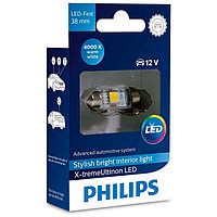 Лампа Светодиодная PHILIPS 12 В, Fest T10,5 12V-LED 1,0W (SV8,5-38) 4000K X-tremeUltinon LED, 128584 ...