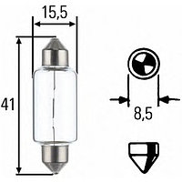 Лампа автомобильная HELLA, C21W, 12 В, 21 Вт, (SV8,5-41/15.5), 8GM 002 091-181