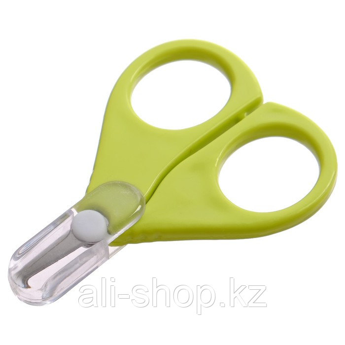 Ножницы детские безопасные, маникюрные, с чехлом, от 0 мес., цвет зелёный - фото 2 - id-p113475764