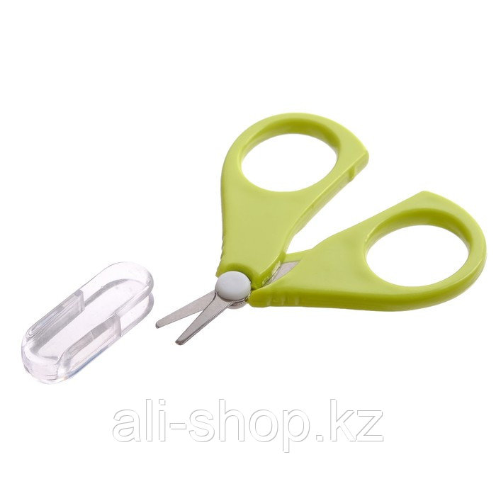Ножницы детские безопасные, маникюрные, с чехлом, от 0 мес., цвет зелёный - фото 3 - id-p113475764